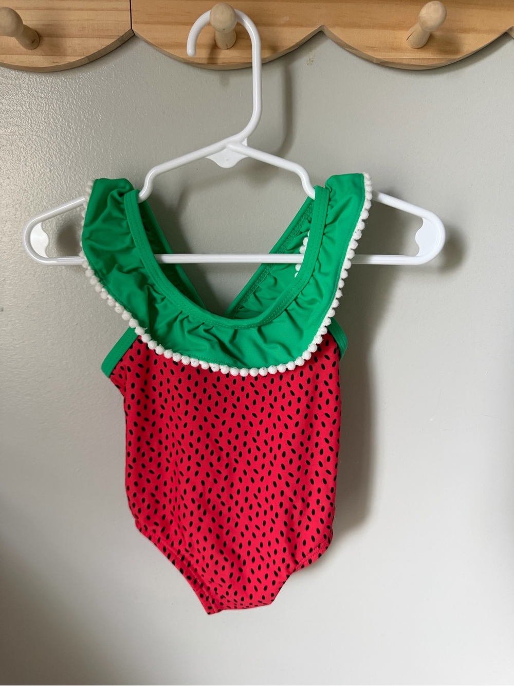 Starting Out 3-6M Girls Watermelon 1-Pcs Swimsuit Ruffle Bow Polka Dot Red Green